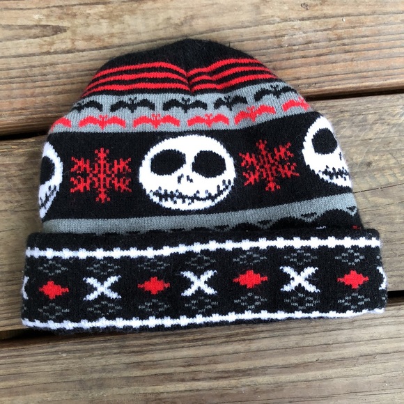 2 Items Hat & Bag Nightmare Before Christmas Jack Sally Cosmetic Zip Case Knit - Picture 2 of 10